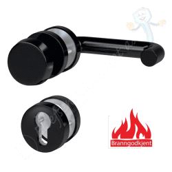 ZT2155 Dørvrider U-form. Euro med Fast kule og Sylinderskilt. Sort