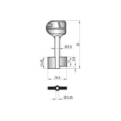 WIT-1 Nøkkelemne 53mm Cawi Wittkopp Safe